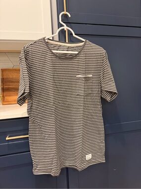 Large Striped Grey Tee Shirt with chest pocket